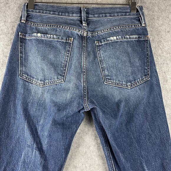 Frame Le Piper Jeans Womens 26 Blue Sky Cropped Mid Rise Rigid Cotton Distressed - Picture 11 of 16